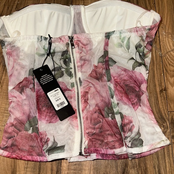 Fashion Nova Pink and Green Floral Blouse - Picture 2 of 2